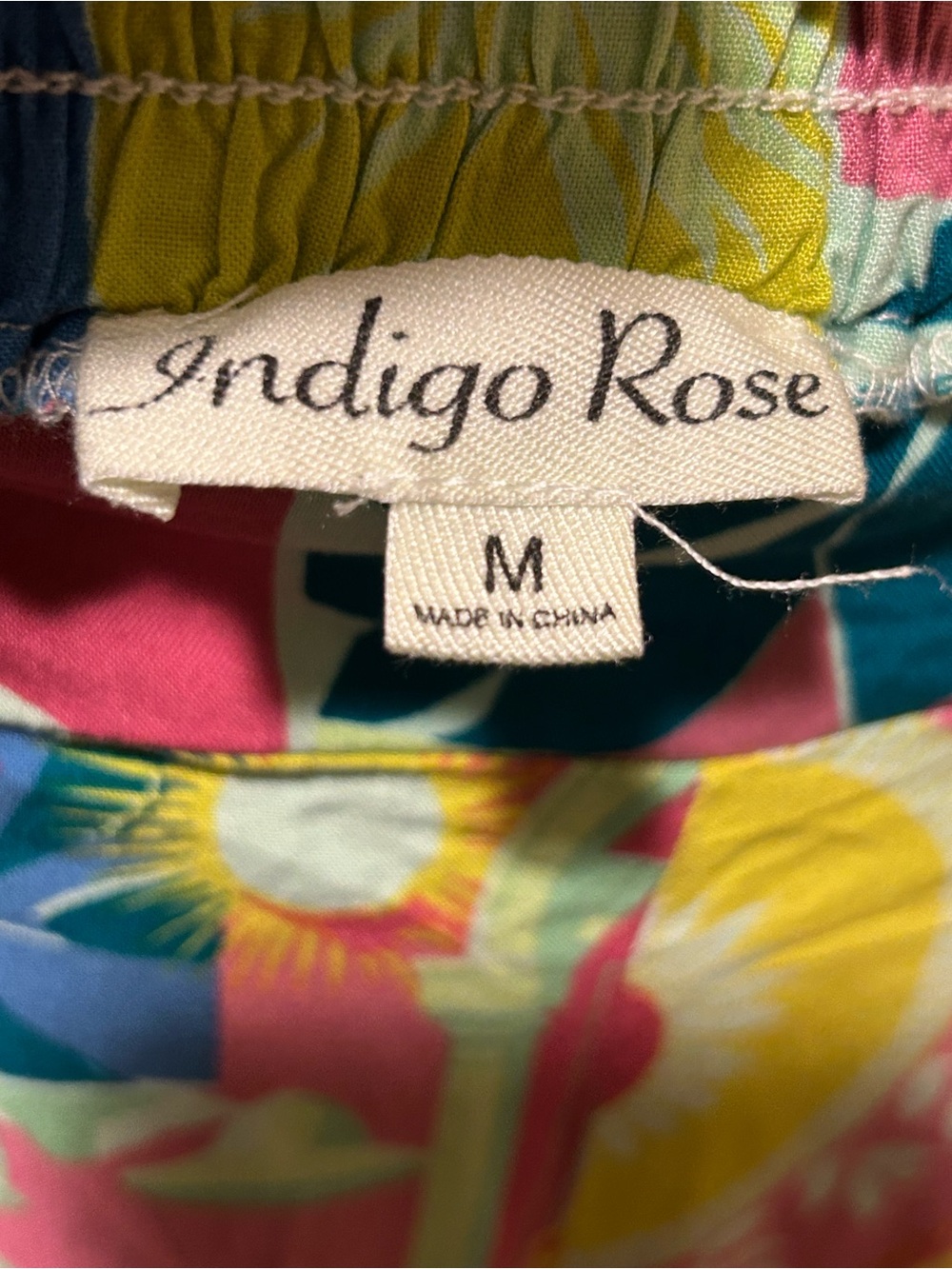 Indigo Rose Colorful Wide Leg Beachy Artsy Lagenlook Resort Pants , M - Picture 5 of 6